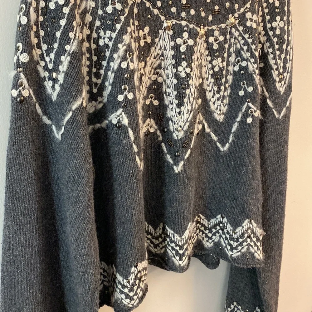 Free People Charcoal Turtleneck Sweater with Ivory Design - Picture 10 of 16